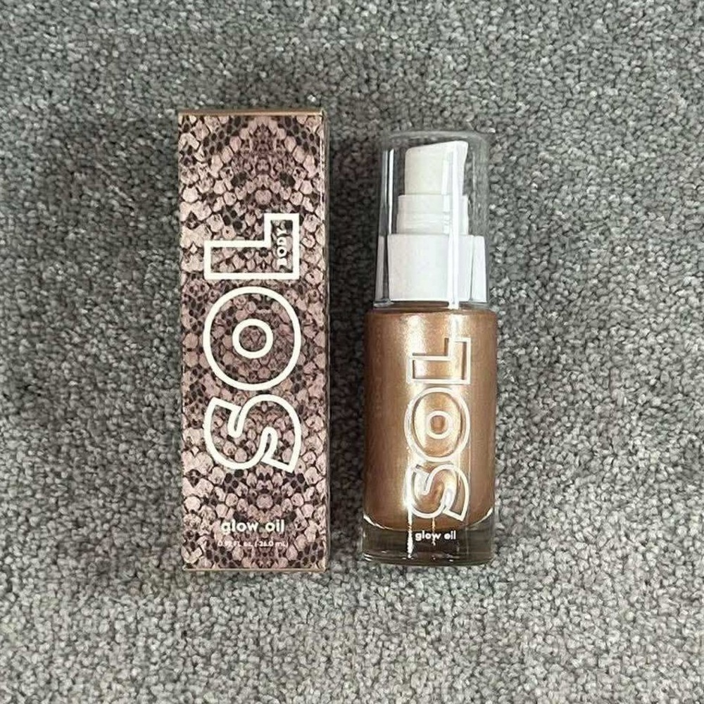 SOL Body Glow Oil Rosé Shimmering Body Highlighter Vegan 0.92 fl oz